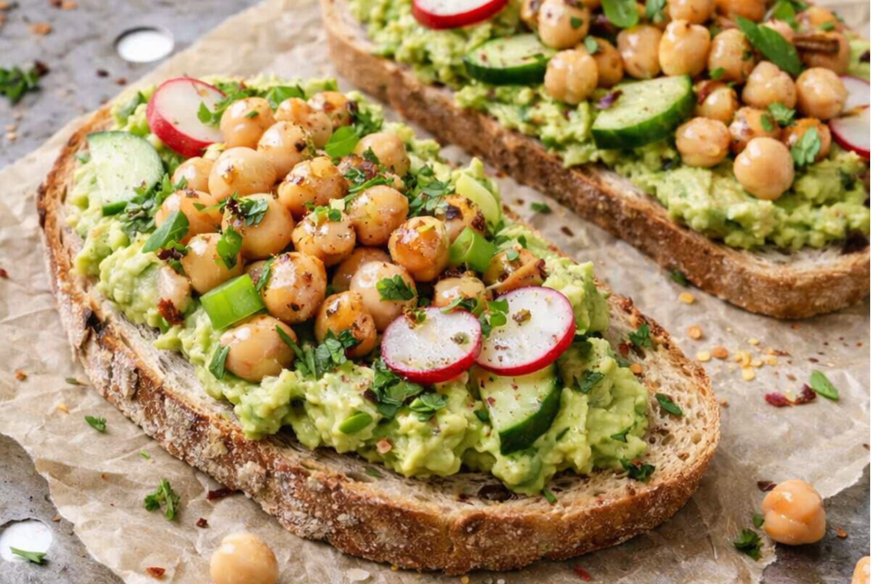 avocado chickpea toast